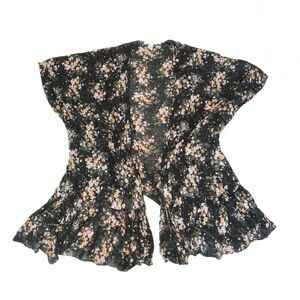 American Eagle Black Floral Kimono